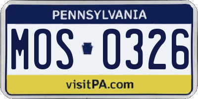 PA license plate MOS0326