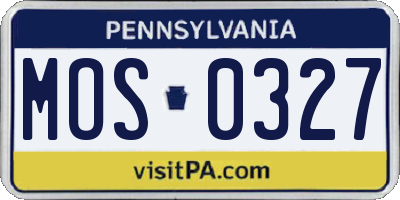 PA license plate MOS0327