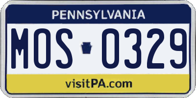 PA license plate MOS0329