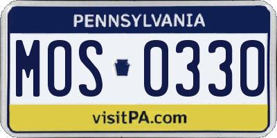 PA license plate MOS0330