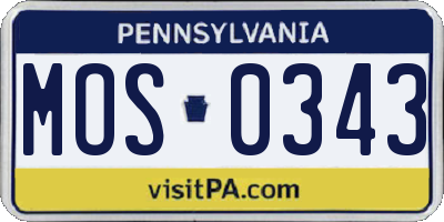 PA license plate MOS0343