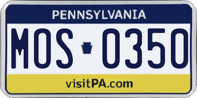PA license plate MOS0350