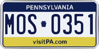 PA license plate MOS0351
