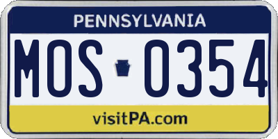 PA license plate MOS0354