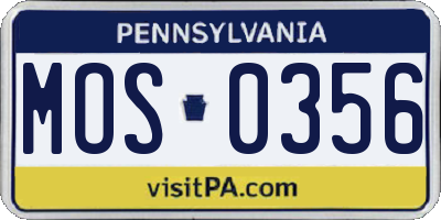 PA license plate MOS0356