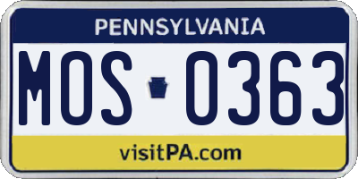 PA license plate MOS0363