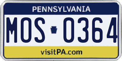 PA license plate MOS0364