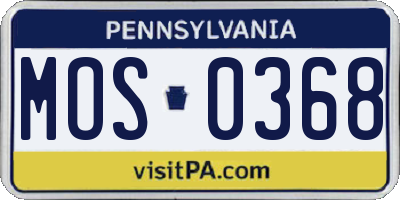 PA license plate MOS0368