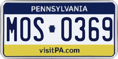 PA license plate MOS0369