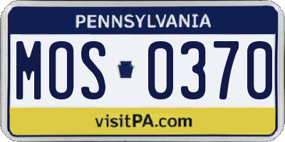 PA license plate MOS0370