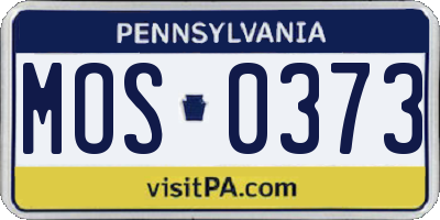 PA license plate MOS0373