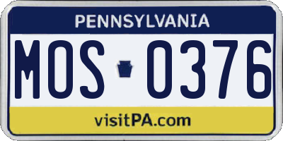 PA license plate MOS0376