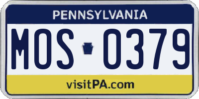 PA license plate MOS0379