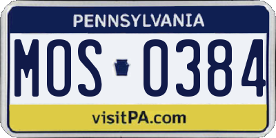 PA license plate MOS0384