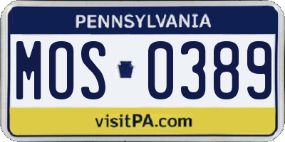 PA license plate MOS0389