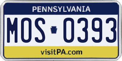 PA license plate MOS0393