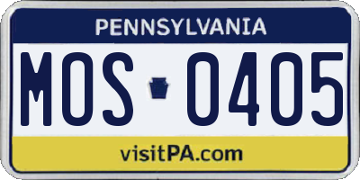 PA license plate MOS0405