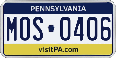 PA license plate MOS0406