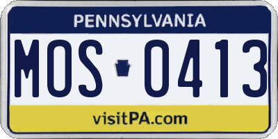 PA license plate MOS0413