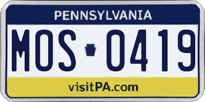 PA license plate MOS0419