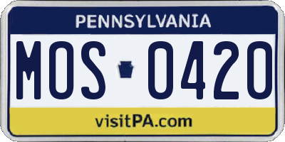 PA license plate MOS0420