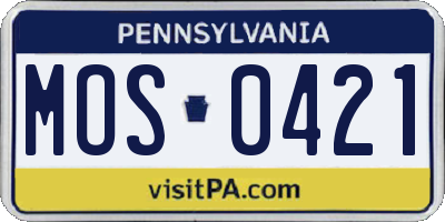 PA license plate MOS0421