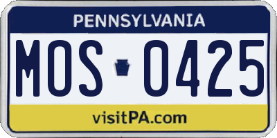 PA license plate MOS0425
