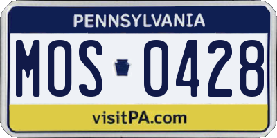 PA license plate MOS0428