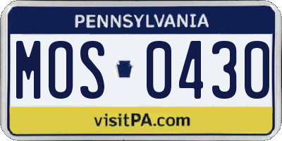 PA license plate MOS0430