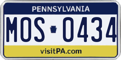 PA license plate MOS0434