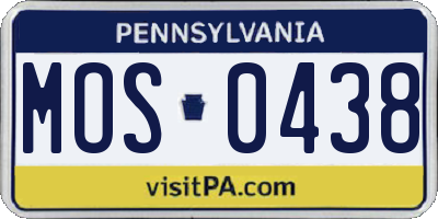 PA license plate MOS0438
