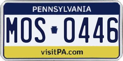 PA license plate MOS0446