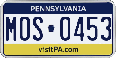 PA license plate MOS0453