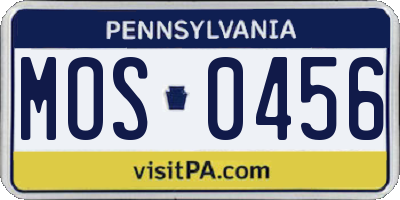 PA license plate MOS0456