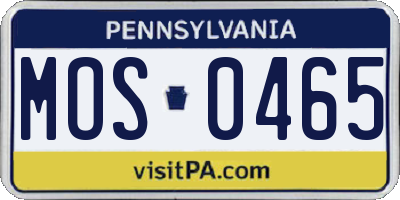 PA license plate MOS0465