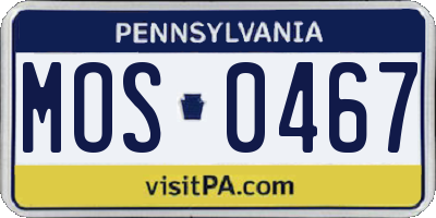 PA license plate MOS0467