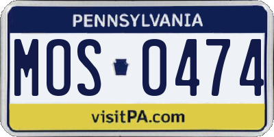 PA license plate MOS0474