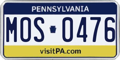 PA license plate MOS0476