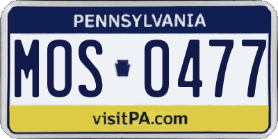 PA license plate MOS0477