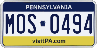 PA license plate MOS0494