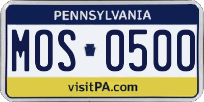PA license plate MOS0500