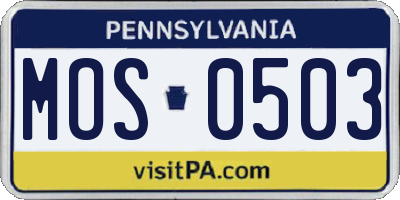 PA license plate MOS0503