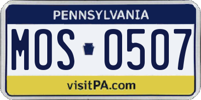 PA license plate MOS0507