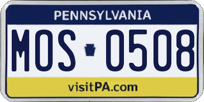 PA license plate MOS0508