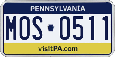 PA license plate MOS0511