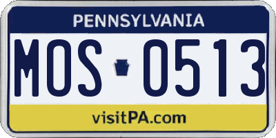 PA license plate MOS0513