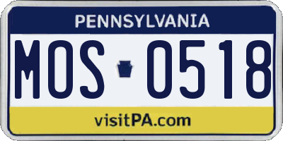 PA license plate MOS0518