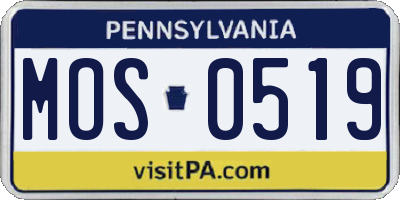 PA license plate MOS0519