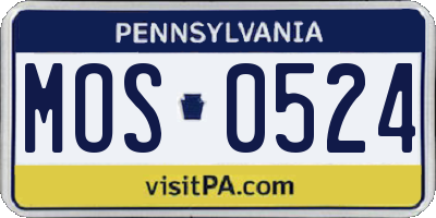 PA license plate MOS0524