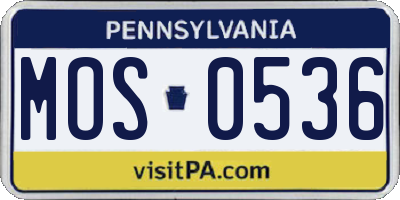 PA license plate MOS0536